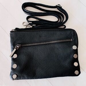 $295 Hammitt Black Gunmetal Nash Small Crossbody / Belt Bag / Clutch